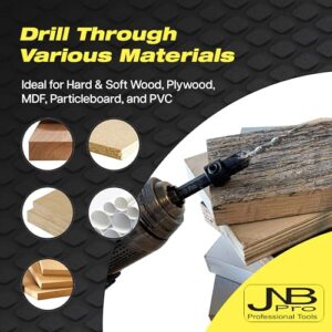 JNB PRO Countersink Tapered Drill Bit Set, Carbon Steel #45, w/ 5pcs Adjustable Depth Stop Collar 4(7/64"), 6(9/64"), 8(11/64"), 10(3/16"), 12(7/32")