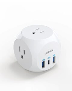 anker electrical outlet extender with 30w usb c charger, multi plug outlet with 3 usb ports and 3-outlet extender,power delivery high-speed charging for iphone 14/13/13 pro, cruise ship, home, office