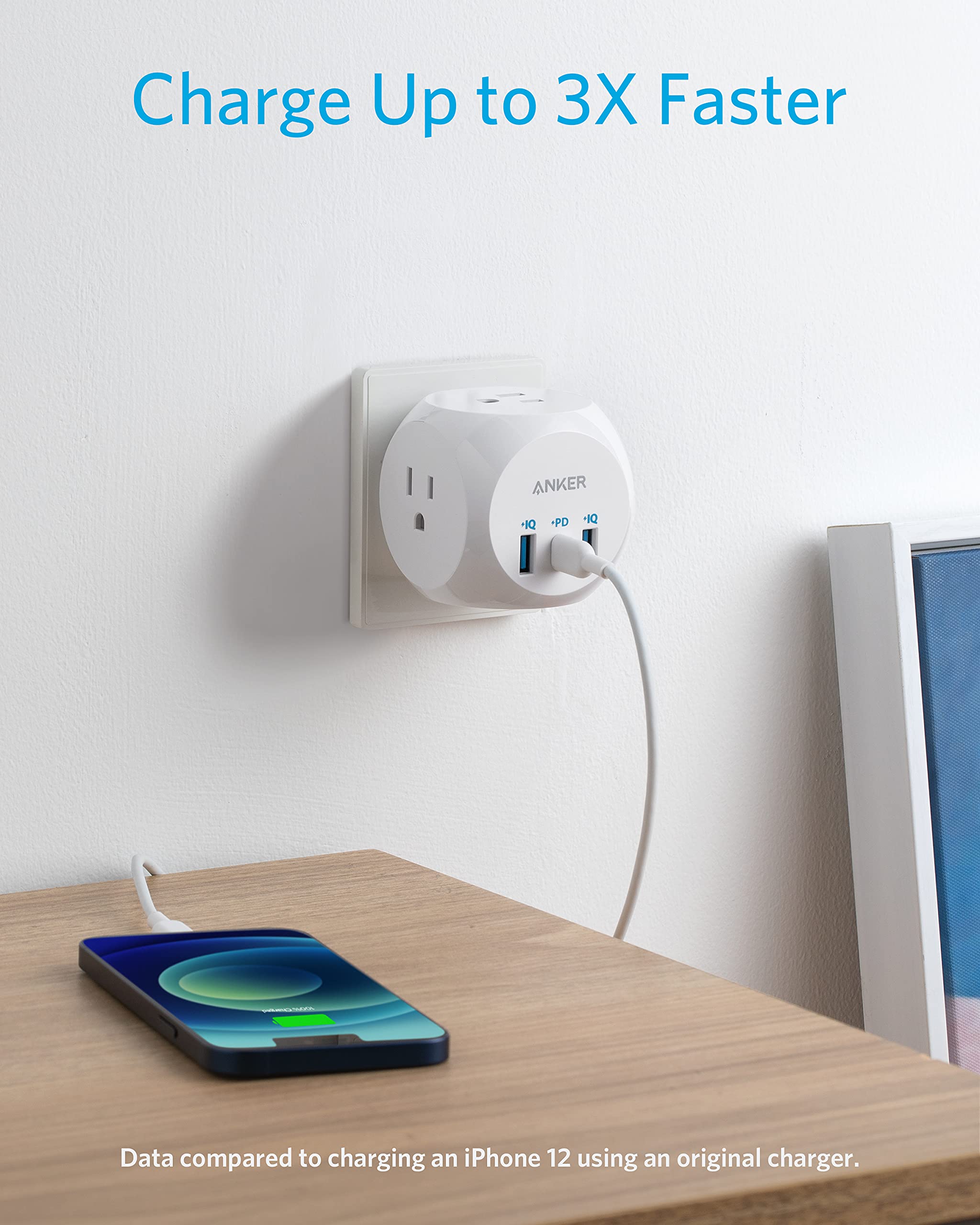 Anker Electrical Outlet Extender with 30W USB C Charger, Multi Plug Outlet with 3 USB Ports and 3-Outlet Extender,Power Delivery High-Speed Charging for iPhone 14/13/13 Pro, Cruise Ship, Home, Office