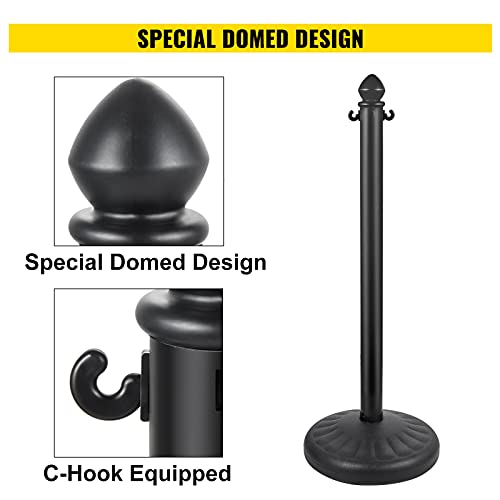 VEVOR Plastic Stanchion, 4pcs Chain Stanchion, Outdoor Stanchion w/ 4 x 39.5in Long Chains, PE Plastic Crowd Control Barrier for Warning/Crowd Control at Restaurant, Supermarket, Exhibition, City Mall