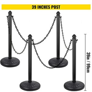 VEVOR Plastic Stanchion, 4pcs Chain Stanchion, Outdoor Stanchion w/ 4 x 39.5in Long Chains, PE Plastic Crowd Control Barrier for Warning/Crowd Control at Restaurant, Supermarket, Exhibition, City Mall