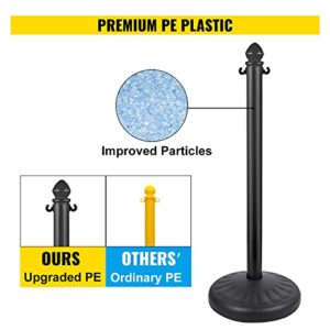 VEVOR Plastic Stanchion, 4pcs Chain Stanchion, Outdoor Stanchion w/ 4 x 39.5in Long Chains, PE Plastic Crowd Control Barrier for Warning/Crowd Control at Restaurant, Supermarket, Exhibition, City Mall