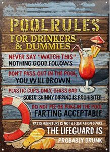 aperiy pool metal signs swimming pool rules house decoration, swimming pool rules funny signs for drinking fountains poster tin sign metal sign tin metal 8x12inch