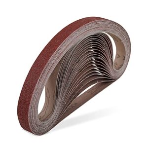 lizmof 1×30 inch belt sander sanding belt, aluminum oxide sanding belts for belt sander, belt sander paper with 60, 80, 120, 150, 240, 400 assorted grits for efficient& durable use, 24pcs