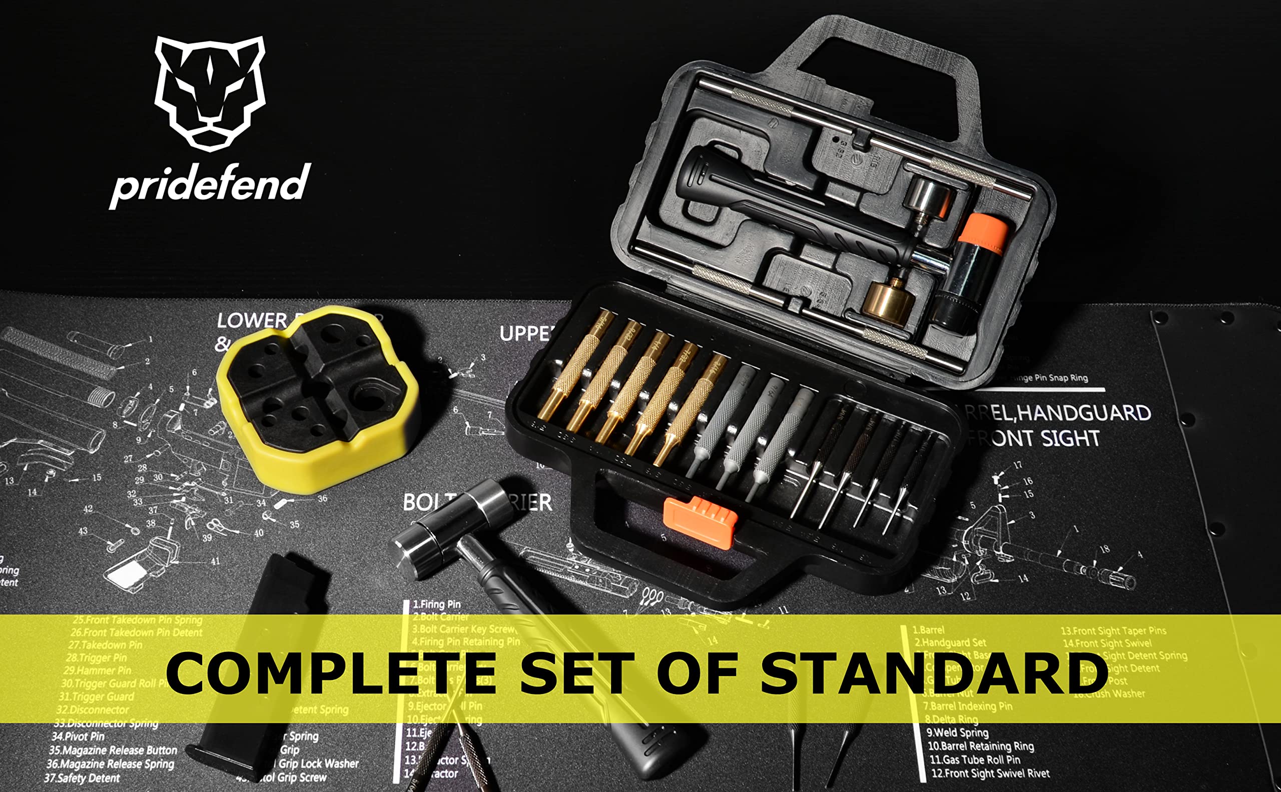 Pridefend Punch Set with Bench Block, Punch Set Made of Solid Material Including Roll Flat Pin Punch Set and Bench Block, Hammer with Detachable Heads,Punch Set with Portable Storage Case