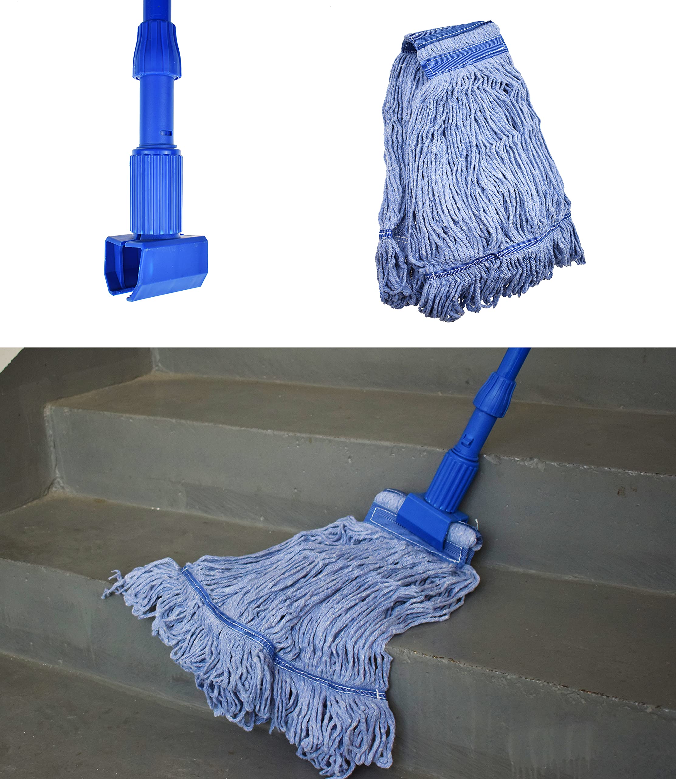 Mop Head Replacement Commercial Heavy Duty String Blue Wet Mop Heads for 3 Typs Commercial Mop Handle(2,Medium)