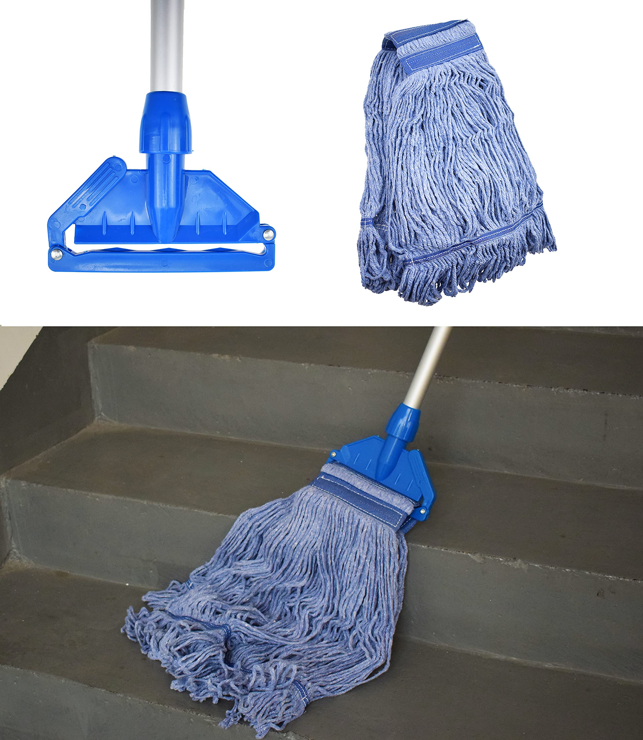 Mop Head Replacement Commercial Heavy Duty String Blue Wet Mop Heads for 3 Typs Commercial Mop Handle(2,Medium)