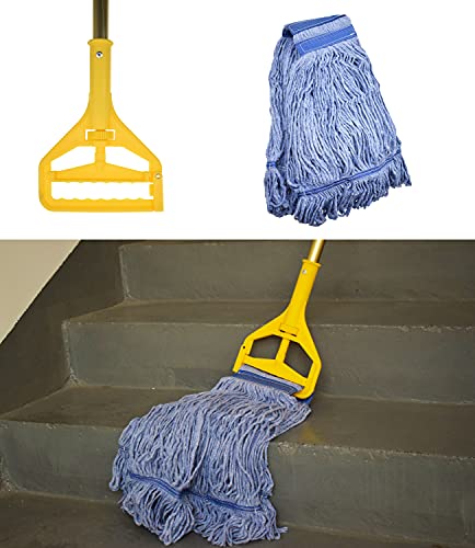 Mop Head Replacement Commercial Heavy Duty String Blue Wet Mop Heads for 3 Typs Commercial Mop Handle(1,Medium)