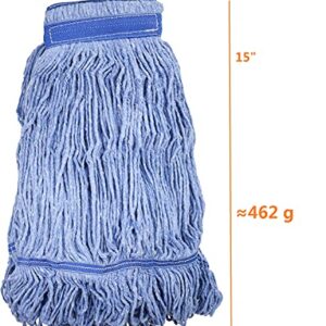 Mop Head Replacement Commercial Heavy Duty String Blue Wet Mop Heads for 3 Typs Commercial Mop Handle(1,Medium)