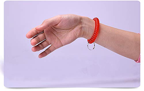 Wrist Coil Wrist Keychain womens Colorful Stretch Key Chain for Gym, Pool （Black 5pcs ）