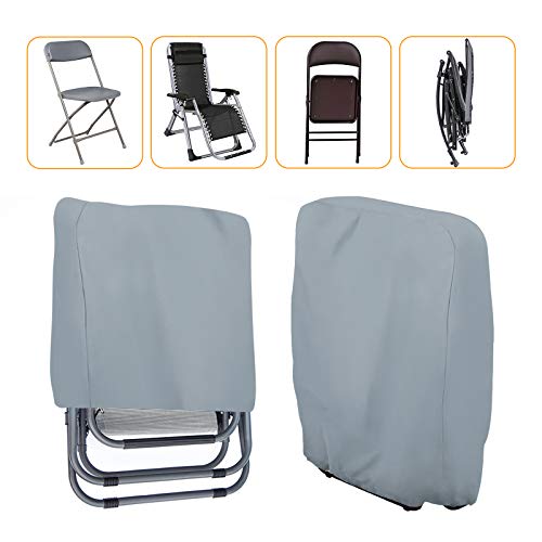 Uranshin Outdoor Folding Chair Covers 2PCS, Zero Gravity Chair Covers Waterproof, Durable Folding Patio Chair Covers with Storage Bag, Outdoor Chair Covers All Weather, 28" W x 13" D x 43" H, Grey