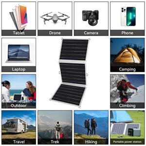 GOFORT 60W 18V Portable Solar Panel, Foldable Solar Charger with USB, 18V DC, QC 3.0 Output, Compatible with Solar Generator Power Station Phones Laptops Tablet for Outdoor RV Van Camping