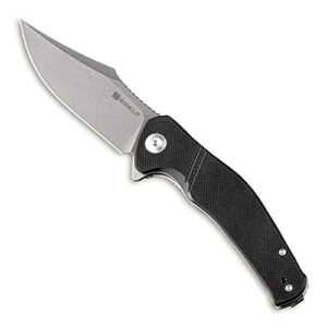 sencut episode flipper pocket knife, 3.48 inch 9cr18mov folding knife with clip point blade, edc knife with textured black g10 handle, good for hunting, camping sa04b