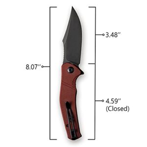 SENCUT Episode Flipper Pocket Knife, 3.48 Inch 9Cr18Mov Folding Knife with Clip Point Blade, EDC Knife with Textured Burgundy G10 Handle, Good for Hunting Camping SA04A