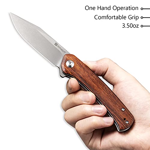 SENCUT Snap Folding Pocket Knife, Liner Lock Knife, G10 and Wood Handle with Reversible Clip SA05D