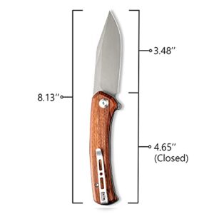 SENCUT Snap Folding Pocket Knife, Liner Lock Knife, G10 and Wood Handle with Reversible Clip SA05D