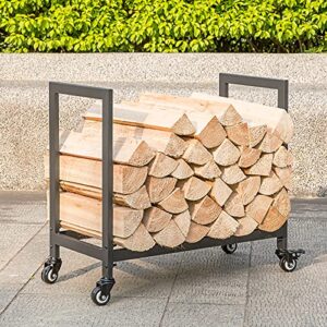 YMLSYEO Firewood rack log holder,with wheels 25 inches can bear 400 pounds,easy to assemble firewood holder firewood frame,firewood cart,used for indoor outdoor fireplace tools