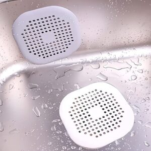 2 Pieces Shower Drain Hair Catcher Bathtub Stopper, Home Protectors with Sucker Water Trap Sink Cover for Bathroom Bathtub and Kitchen (Grey,White)