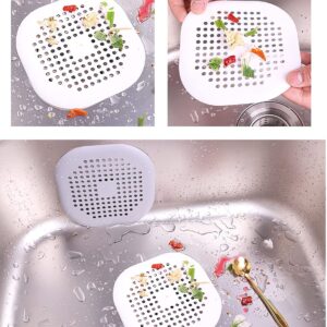 2 Pieces Shower Drain Hair Catcher Bathtub Stopper, Home Protectors with Sucker Water Trap Sink Cover for Bathroom Bathtub and Kitchen (Grey,White)