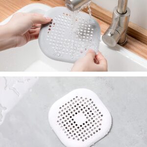 2 Pieces Shower Drain Hair Catcher Bathtub Stopper, Home Protectors with Sucker Water Trap Sink Cover for Bathroom Bathtub and Kitchen (Grey,White)