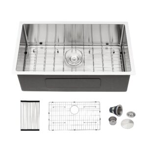 dcolora 33 inch undermount kitchen sink 16 gauge stainless steel deep large single bowl under counter sink, 33"x19"x10" rounded corner, dc-u7714