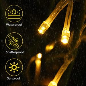 FALUOS LED Solar Icicle String Lights 20Ft 288 LEDs Waterproof Extendable Christmas Curtain String Lights Decorations for Bedroom Patio Yard Garden Wedding Party(Warm White)