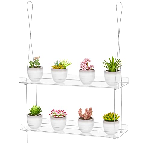 Clear Hanging Window Plant Shelves, Indoor Windows Wall Hanging Plant Stand Flower Display, Flower Pot Organizer Storage for Window Grow Herbs