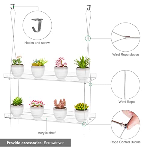 Clear Hanging Window Plant Shelves, Indoor Windows Wall Hanging Plant Stand Flower Display, Flower Pot Organizer Storage for Window Grow Herbs