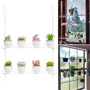 Clear Hanging Window Plant Shelves, Indoor Windows Wall Hanging Plant Stand Flower Display, Flower Pot Organizer Storage for Window Grow Herbs