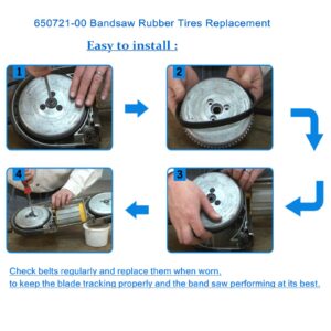 650721-00 Bandsaw Rubber Tires, for Dewalt Bandsaw Parts DWM120 A02807 DCS374 DW328K Portable Band Saw Wheels (2 Pack)