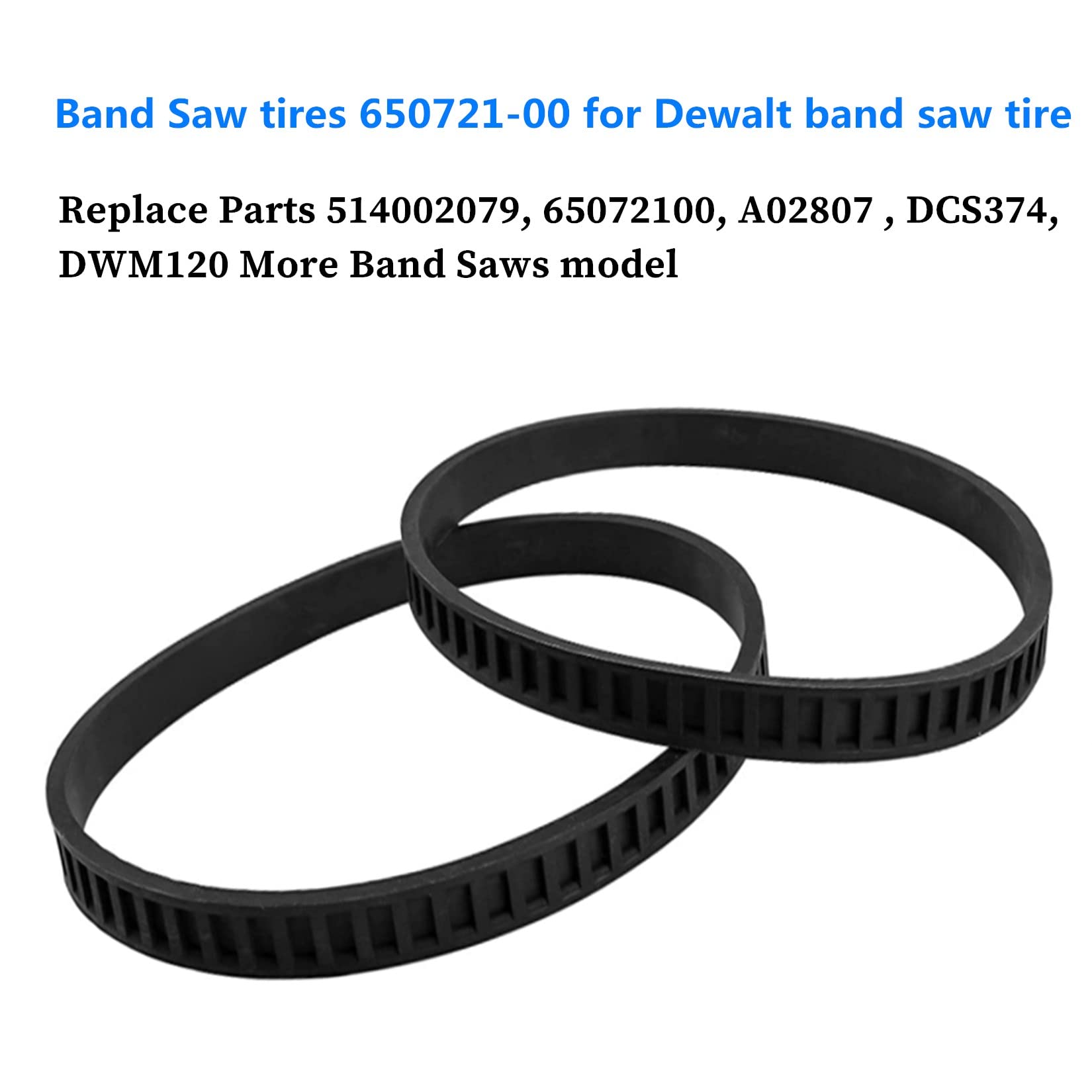 650721-00 Bandsaw Rubber Tires, for Dewalt Bandsaw Parts DWM120 A02807 DCS374 DW328K Portable Band Saw Wheels (2 Pack)