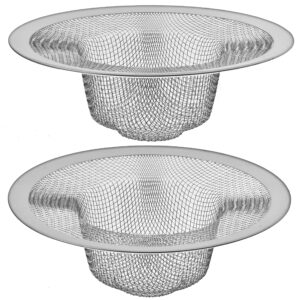 2 pack - 4.5" top / 3" mesh basket - kitchen sink drain strainer stainless steel large basket food catcher. fast flow and effective full mesh basket