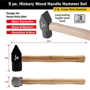 Titan 85070 5-Piece Hickory Wood Handle Hammer Set
