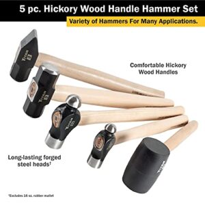 Titan 85070 5-Piece Hickory Wood Handle Hammer Set