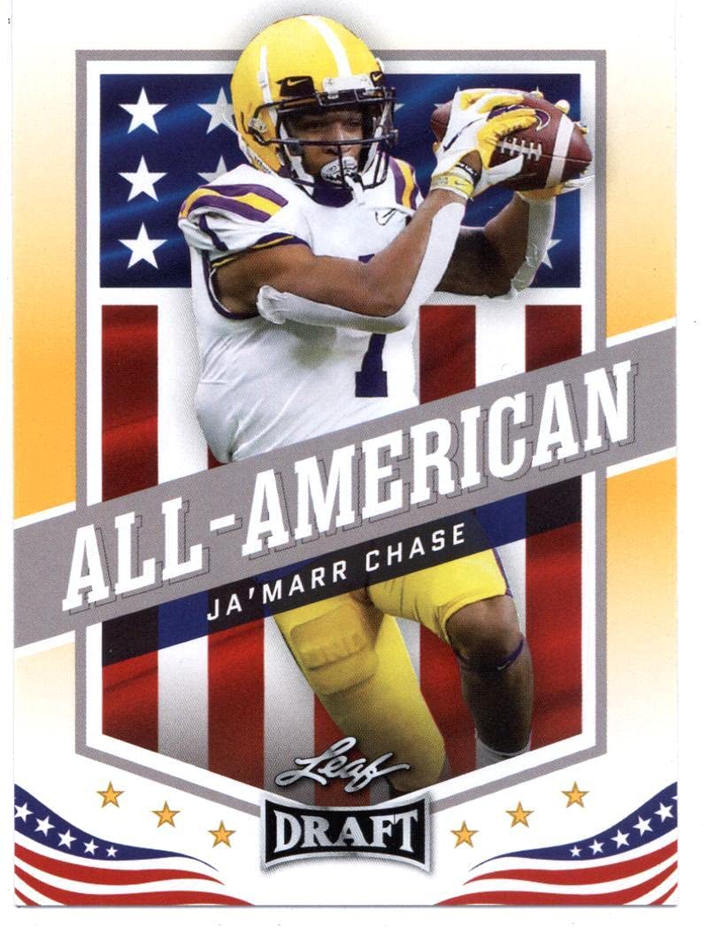 2021 Leaf Draft Gold #41 Ja'Marr Chase LSU Tigers All-American (Cincinnati Bengals) (RC - Rookie Card) NFL Football Card NM-MT