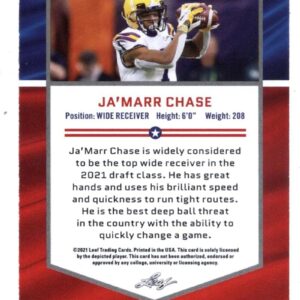 2021 Leaf Draft Gold #41 Ja'Marr Chase LSU Tigers All-American (Cincinnati Bengals) (RC - Rookie Card) NFL Football Card NM-MT