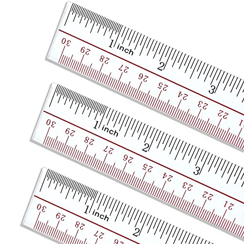 Adisalyd- Ruler, Plastic Clear Rulers 12 inch Pack of 3, Office use Measuring Tools, Rulers for Kids, Drafting Tools, Ruler inches and Centimeters, Transparent Ruler Measuring Tools, Ruler Set