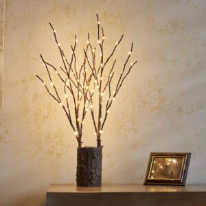 Birchlitland Lighted Brown Branches 18IN 70L Warm White Fairy Lights, LED Willow Branch Lights with Timer Battery Operated for Home Bedroom Living Room Vase Decoration