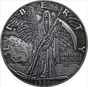 1936 vintage coin grim reaper coin gift sickle grim reaper coin souvenir lucky coin