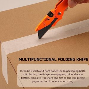 Lichamp 6-Pack Folding Utility Knife Box Cutter, Quick Change Razor Knife Utility Pocket Construction Blade Knife, (Orange, C6OG)