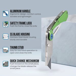 Lichamp 6-Pack Folding Utility Knife Box Cutter with SK2 Blades, Quick Change Razor Knife Utility Pocket Construction Blade Knife, (Blue+Green+Camouflage, D6M2)