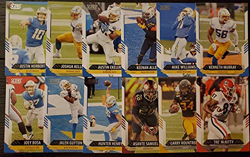 2021 Panini Score Football Los Angeles Chargers Team Set 12 Cards W/Drafted Rookies Includes Justin Herbert