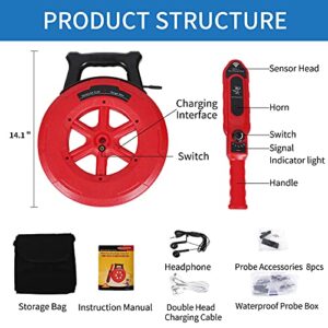 Yeipower Pipe Blockage Detector Locators-Sensor - Water Pipe Wall Scanner 30M Pipeline Detector Metal PVC Water Pipes Clogging Tool