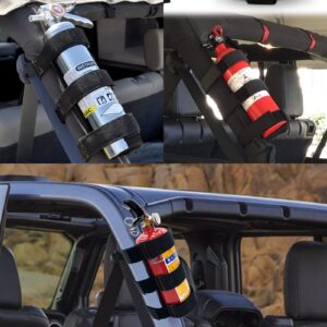 Car Roll Bar Fire Extinguisher Holder Replacement for Jeep Wrangler CJ YJ TJ LJ JK JKU JL JLU, Polaris Ranger RZR General RS1, Can Am Maverick X3 & More - Adjustable Extinguisher Mount Strap