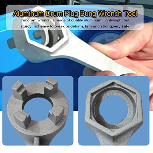 NACHEE Bung Wrench 55 Gallon Drum,Aluminum Drum Wrench Barrel Wrench Drum Opener Tool for Opening 10 15 20 30 50 55 Gallon Drum,with Plastic Comfortable Dip Handle