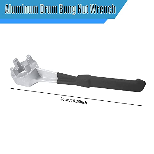 NACHEE Bung Wrench 55 Gallon Drum,Aluminum Drum Wrench Barrel Wrench Drum Opener Tool for Opening 10 15 20 30 50 55 Gallon Drum,with Plastic Comfortable Dip Handle