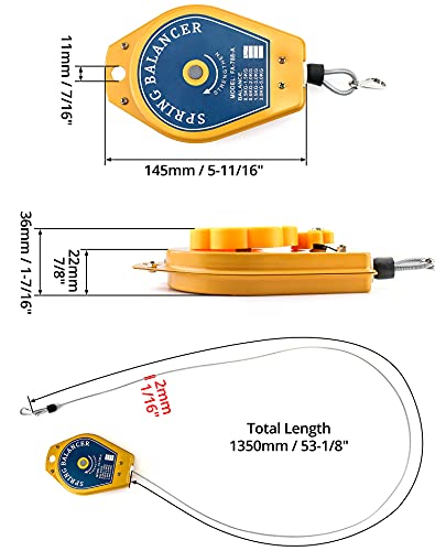 QWORK Spring Balancer, 1.1lbs - 3.3lbs Bearing Retractable Tool Fixture Holder for Assembly-line