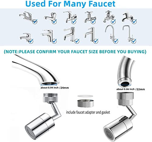 Faucet Extender Swivel Sink Faucet Aerator Water Saving Rotatable Faucet Sprayer Head for Wash Face Wash Mouth Wash Eye Universal Splash Filter Faucet (720° Rotate)