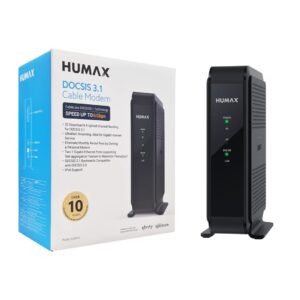 HUMAX HGD310 - DOCSIS 3.1 Cable Modem, Pairs with Any WiFi Router or Mesh WiFi, Approved for COX & Xfinity & Spectrum, Black, Max Internet Speed Plan 2000 Mbps