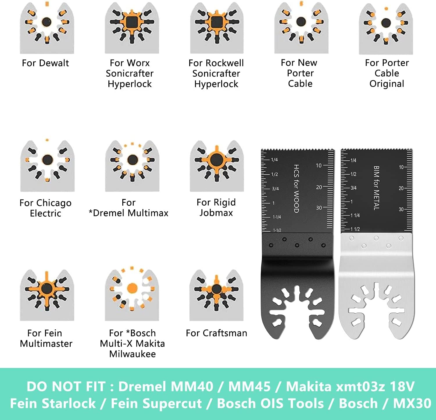 Protoiya 87 PCS Oscillating Tool Blades, Wood Metal Plastic Quick Release Oscillating Multitool Saw Blades Accessories with Sandpaper Compatible with Dewalt, Milwaukee, Makita, Ryobi, Rockwell, Bosch